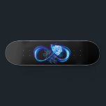 Glowing infinity with blue rose skateboard<br><div class="desc">Luminous infinity symbol with glowing,  beautiful,  lushly blooming rose made of blue flames on black background.</div>