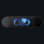 Glowing infinity with blue rose skateboard<br><div class="desc">Luminous infinity symbol with glowing,  beautiful,  lushly blooming rose made of blue flames on black background.</div>
