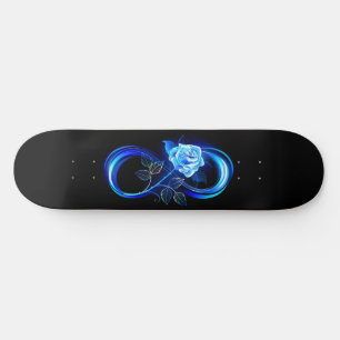 Glowing infinity with blue rose skateboard
