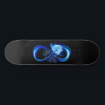 Glowing infinity with blue rose skateboard<br><div class="desc">Luminous infinity symbol with glowing,  beautiful,  lushly blooming rose made of blue flames on black background.</div>