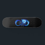 Glowing infinity with blue rose skateboard<br><div class="desc">Luminous infinity symbol with glowing,  beautiful,  lushly blooming rose made of blue flames on black background.</div>