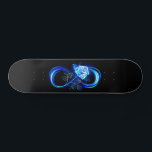 Glowing infinity with blue rose skateboard<br><div class="desc">Luminous infinity symbol with glowing,  beautiful,  lushly blooming rose made of blue flames on black background.</div>