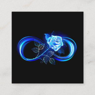 Glowing infinity with blue rose square business card