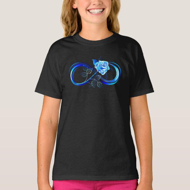 Glowing infinity with blue rose T-Shirt (Front)