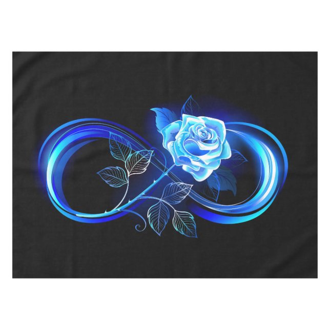 Glowing infinity with blue rose tablecloth (Front (Horizontal))