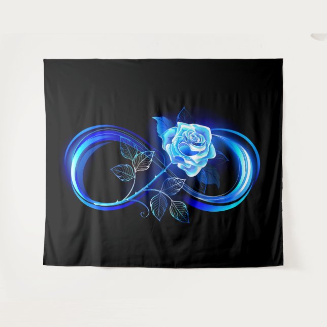 Glowing infinity with blue rose tapestry (Front (Horizontal))