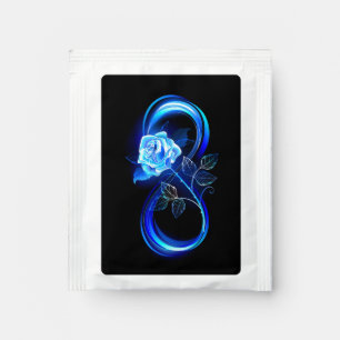 Glowing infinity with blue rose tea bag drink mix