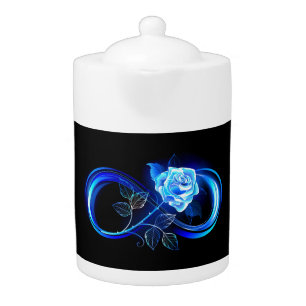 Glowing infinity with blue rose teapot