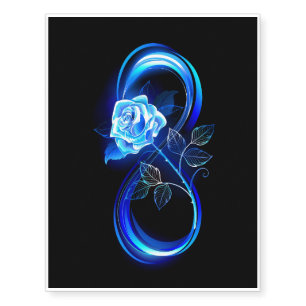 Glowing infinity with blue rose temporary tattoos