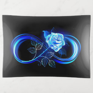 Glowing infinity with blue rose trinket tray