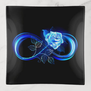 Glowing infinity with blue rose trinket tray
