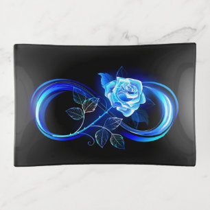 Glowing infinity with blue rose trinket tray