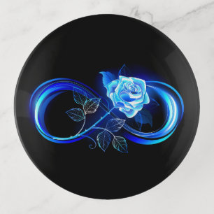 Glowing infinity with blue rose trinket tray