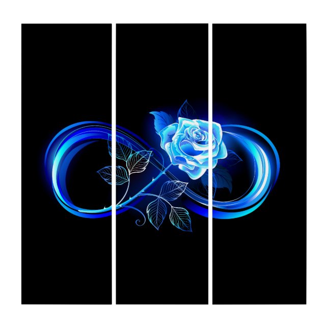 Glowing infinity with blue rose triptych (Front)