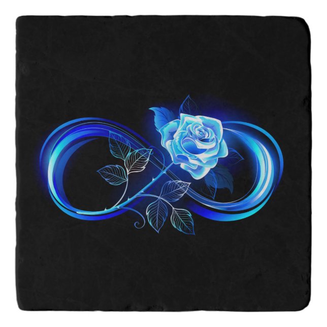 Glowing infinity with blue rose trivet (Front)