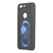 Glowing infinity with blue rose uncommon google pixel case (Back/Left)