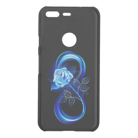 Glowing infinity with blue rose uncommon google pixel case (Back)