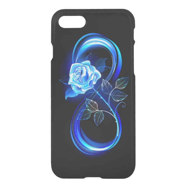 Glowing infinity with blue rose uncommon iPhone case (Back)