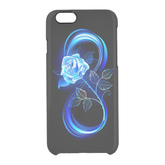 Glowing infinity with blue rose uncommon iPhone case (Back)