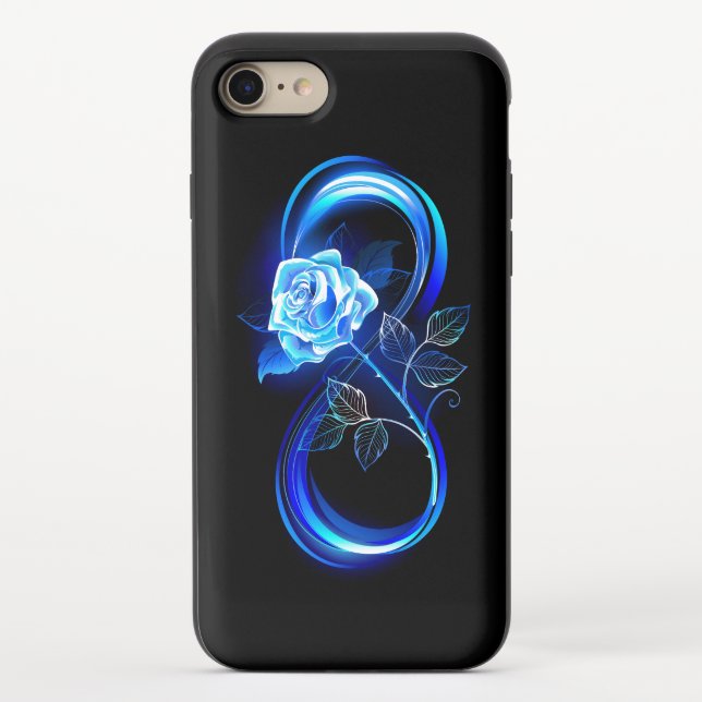 Glowing infinity with blue rose uncommon iPhone case (Back)