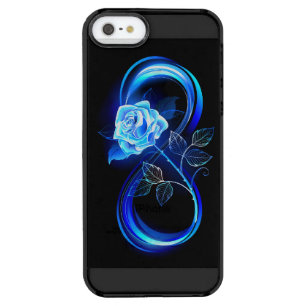 Glowing infinity with blue rose clear iPhone SE/5/5s case