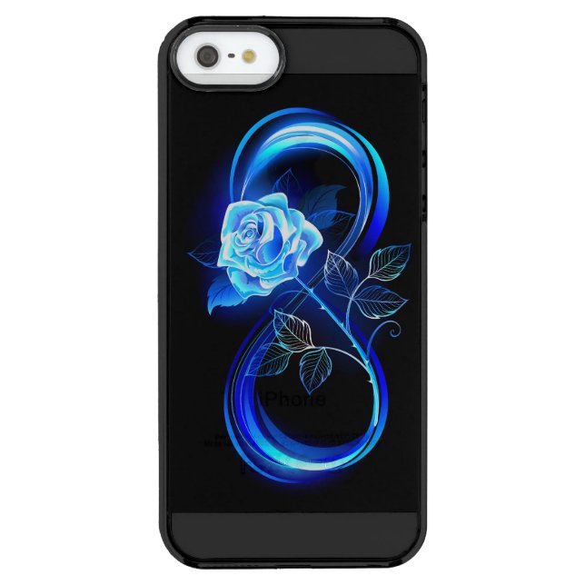 Glowing infinity with blue rose uncommon iPhone case (Back)