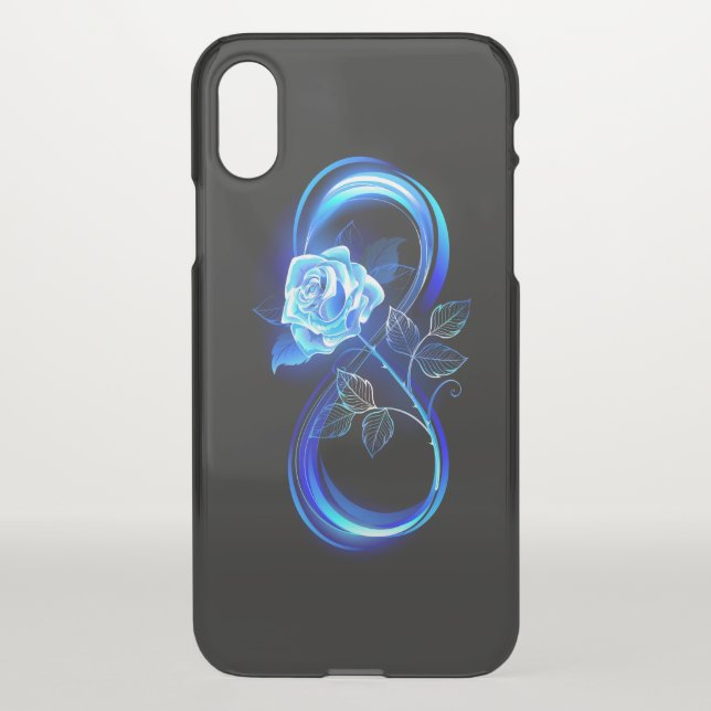 Glowing infinity with blue rose uncommon iPhone case (Back)