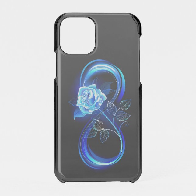 Glowing infinity with blue rose uncommon iPhone case (Back)