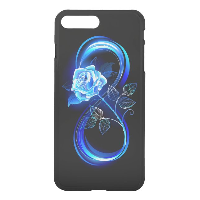 Glowing infinity with blue rose uncommon iPhone case (Back)