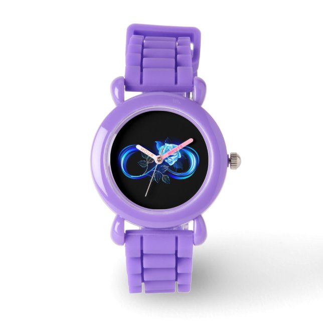 Glowing infinity with blue rose watch (Front)