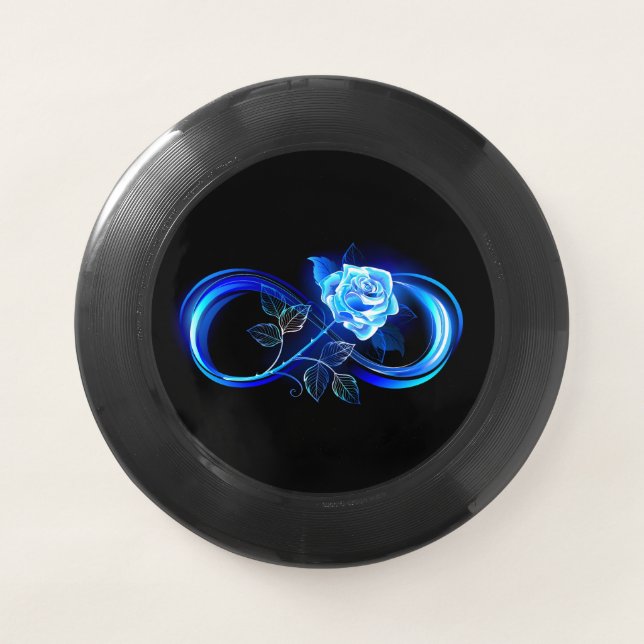 Glowing infinity with blue rose Wham-O frisbee (Front)