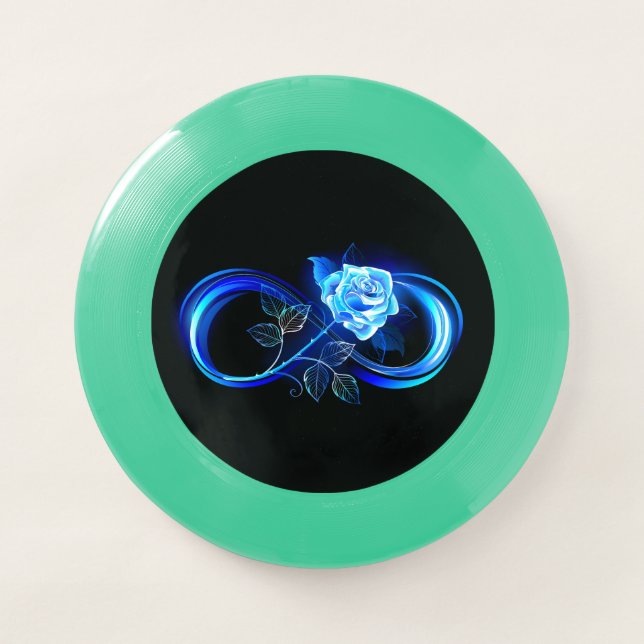 Glowing infinity with blue rose Wham-O frisbee (Front)
