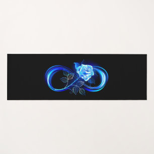 Glowing infinity with blue rose yoga mat