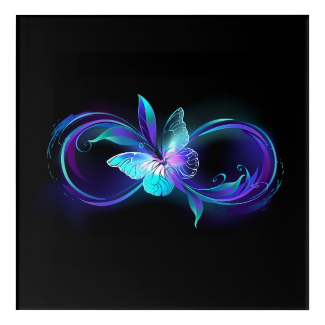 Glowing Infinity with Magic Butterfly Acrylic Print (Front)