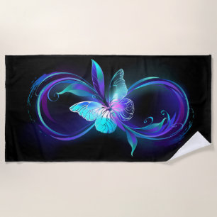 Glowing Infinity with Magic Butterfly Beach Towel