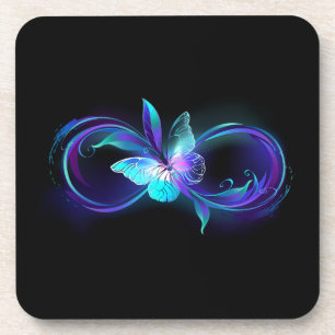 Glowing Infinity with Magic Butterfly Beverage Coaster