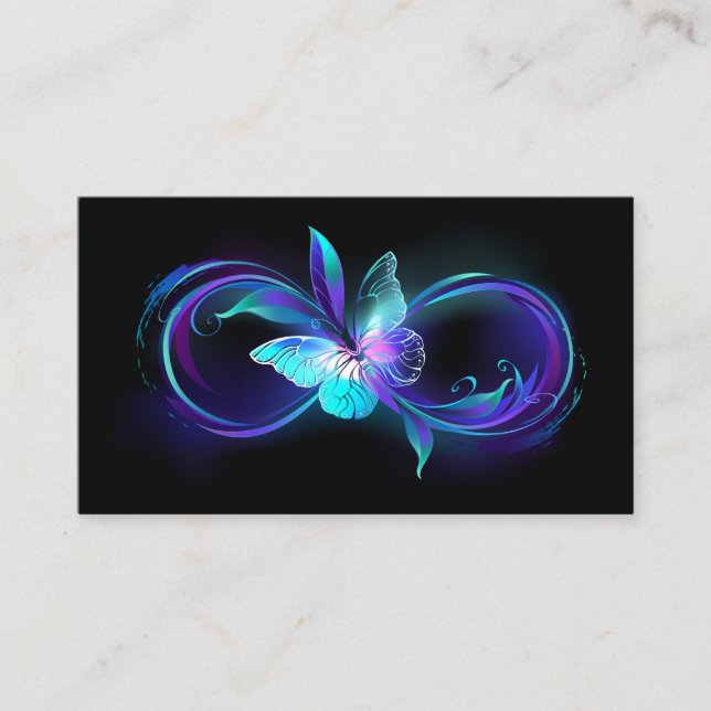 Glowing Infinity with Magic Butterfly Business Card (Front)