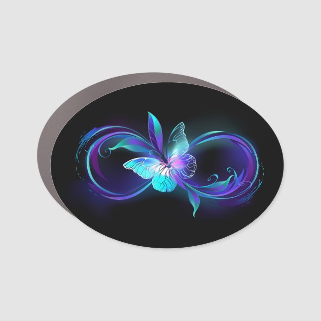 Glowing Infinity with Magic Butterfly Car Magnet (Front)