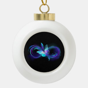 Glowing Infinity with Magic Butterfly Ceramic Ball Christmas Ornament