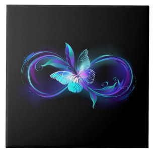 Glowing Infinity with Magic Butterfly Ceramic Tile