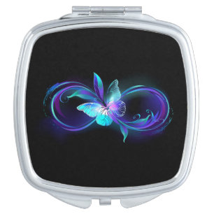 Glowing Infinity with Magic Butterfly Compact Mirror