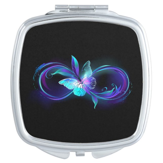 Glowing Infinity with Magic Butterfly Compact Mirror (Front)