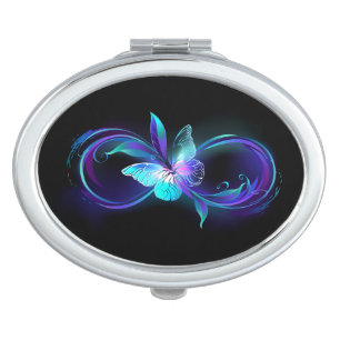 Glowing Infinity with Magic Butterfly Compact Mirror