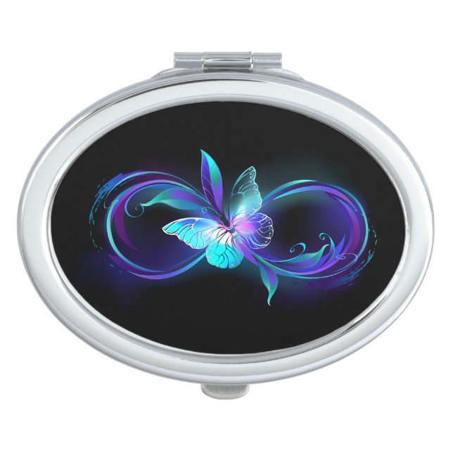 Glowing Infinity with Magic Butterfly Compact Mirror (Front)