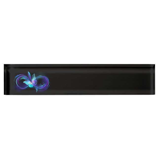 Glowing Infinity with Magic Butterfly Desk Name Plate (Front)