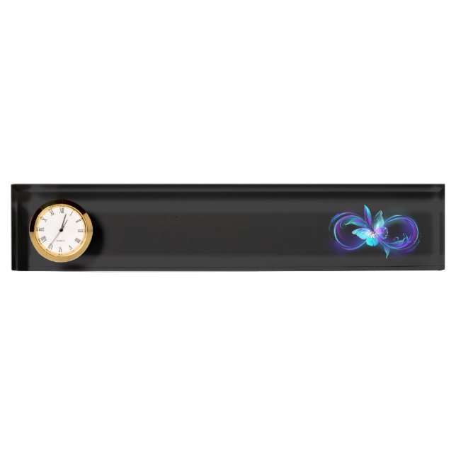 Glowing Infinity with Magic Butterfly Desk Name Plate (Front)