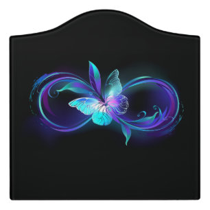 Glowing Infinity with Magic Butterfly Door Sign