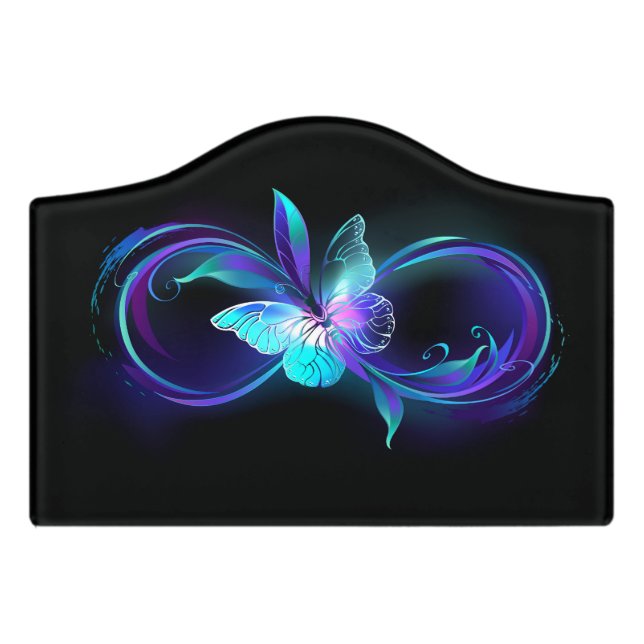 Glowing Infinity with Magic Butterfly Door Sign (Small Crest Front)