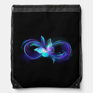 Glowing Infinity with Magic Butterfly Drawstring Bag