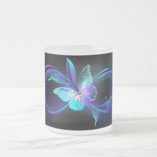 Glowing Infinity with Magic Butterfly Frosted Glass Coffee Mug